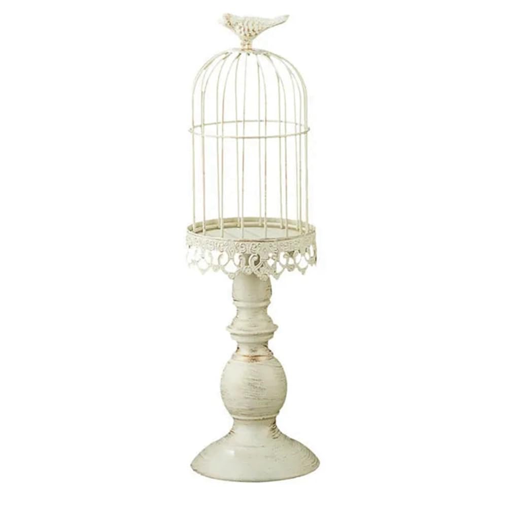 Bougeoir cage à oiseaux blanc pour illuminer facilement une table de fête