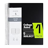 ONAVIA Spiral Notebook for School, 5 Subject, College Ruled Paper, 200 Sheets, 9
