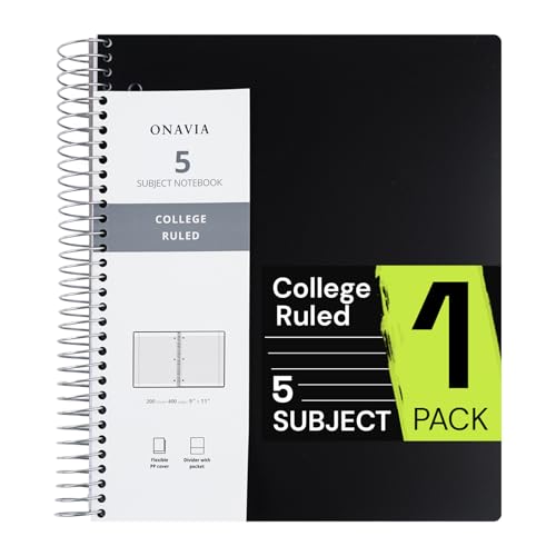 Cahier 5 sujets ONAVIA idéal pour organiser les cours et ranger les documents