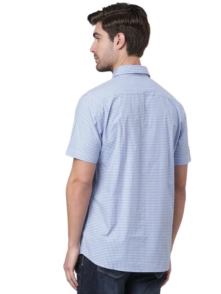 Image of Thomas Scott Men's Checkered Regular Fit 100% Cotton Casual Shirt with Button Down Collar and Half Sleeve