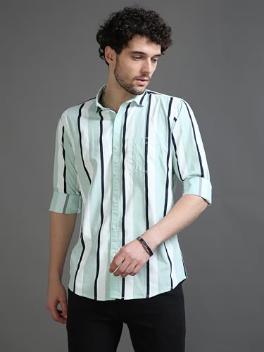 Image of Bring It On Regular Fit Striped Lining Cotton Full Sleeve Shirts | Men Stylish Shirt | Casual Shirt with Spread Collar for Men