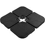 Yaheetech 4 Pieces Square Banana Umbrella Stand Cantilever Parasol Base Black, Weight Stand for Patio Offset Parasols Fillable Total 80kg Sand or 60L Water Umbrella Base