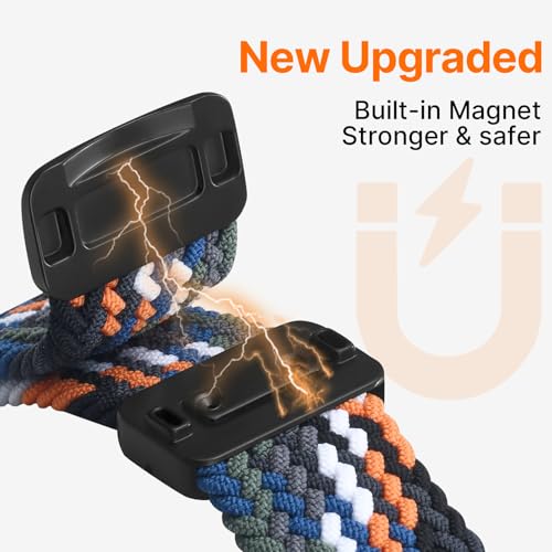 Image of Fullmosa 2 Packs Magnetic Braided Watch Bands - 18mm 20mm 22mm Quick Release Replacement Wristband, Stretchy Nylon Solo Loop Compatible with Traditional and Smartwatches for Men Women