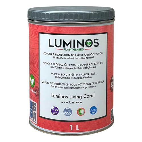 Luminos LUM1113 - LIVING CORAL - Lasure Biobased pour bois extérieur à l'eau - Rose Corail 1L