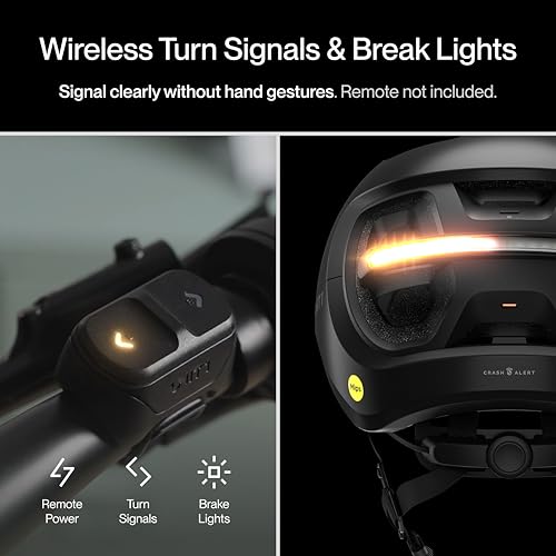 UNIT 1 Aura Smart E-Bike Helmet with MIPS Safety - NTA-8776 Certified for 28mph - Integrated 500 Lumen LED Lights, Crash Detection, Turn Signals and Automatic Brake Light - Blackbird, Medium