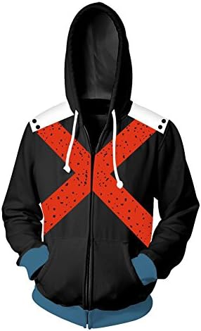 ZIFUNMUR Boku No Hero Academia My Hero Academia Izuku Midoriya Jacket Sweatshirt Cosplay Costume Hoodies (X-Large, Black)