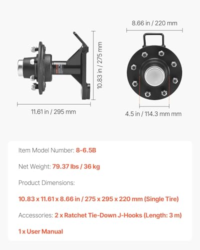 Image of VEVOR Shipping Container Wheels 8-Lug Wheels Kit, Heavy Duty Shipping Container Axle with Ratchet Tie Down-Moves 20 ft - 40 ft, Secure Transport for Dock, Warehouse, Construction Site, Black