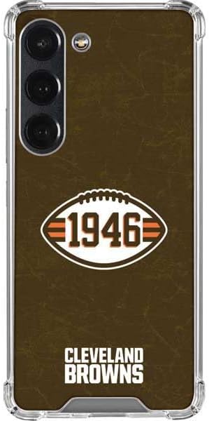Skinit Clear Phone Case Compatible with Galaxy S23 - Officially Licensed NFL Cleveland Browns Alternate Distressed Design