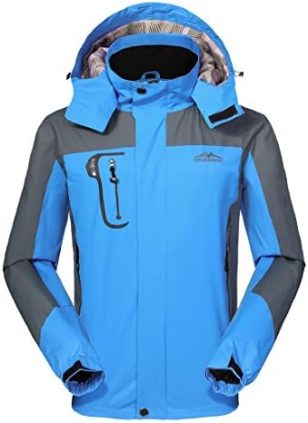 GIVBRO Waterproof Jacket Mens Raincoats Outdoor Hooded Lightweight Softshell Hiking Windproof Rain Jackets Blue