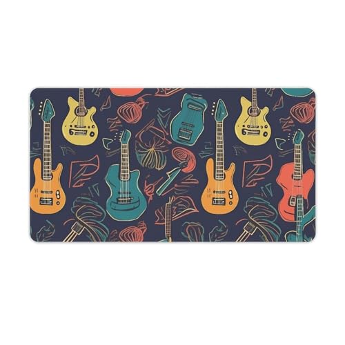 Tapis de souris de jeu grande taille imperméable à motif guitare pour une glisse fluide