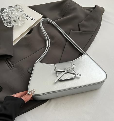Image of Shoulder Bag for Women, Hobo Handbags Trendy Y2K Purses Patent Leather Clutch Bag Cute Bow Purse