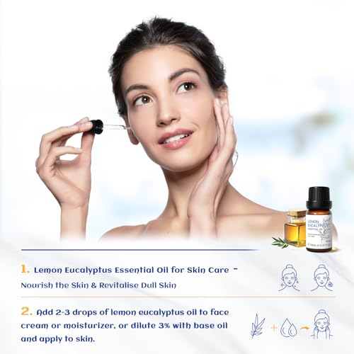 Image of HIQILI Lemon Eucalyptus Oil, for Spary, Diffuser, Indoors, Outdoors, Garden, Yard, 100% Pure Natural - 0.33 Fl Oz