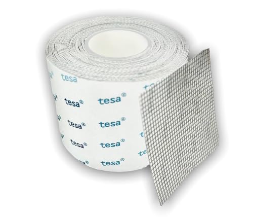 Glasfaserklebeband zur Reparatur von Fliegengittern und anderen Grillelementen,Insektenschutz, Fliegengitterrolle mit Tesa Premium Klebekante - schnelle Reparatur von Rissen (50 mm x 1 m)