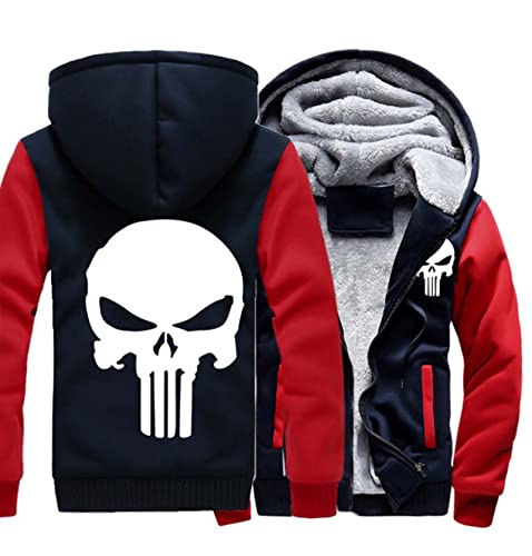 QWEIAS Sweats à Capuche pour Hommes Sweats à Fermeture éclair complète - Skull Veste Pulls Polaire Manteaux d'hiver épaissir Hauts à Capuche Chauds-B5||XL
