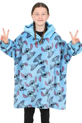 Sweat à capuche Stitch Disney en polaire oversize pour fille coloris bleu marine