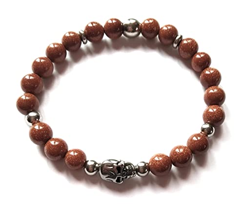 Bracelet homme en pierres de gemmes, une idée cadeau originale avec crâne