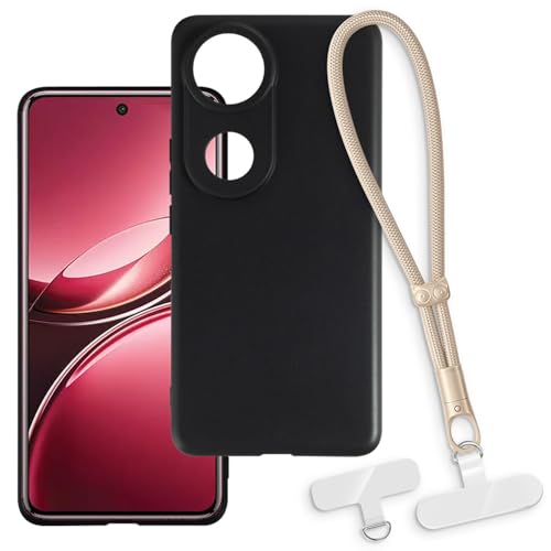 OAGELIM 2-in-1�ی�P�[�X�ƃ��X�g�X�g���b�v Vivo V50 5G V2427 �Ƃ̌݊������� ���O���\�ȃ��j���[�h�t���d�b�J�o�[�A����~�ߕ����h�~�O���b�v�n���h�� (�u���b�N + �S�[���h)