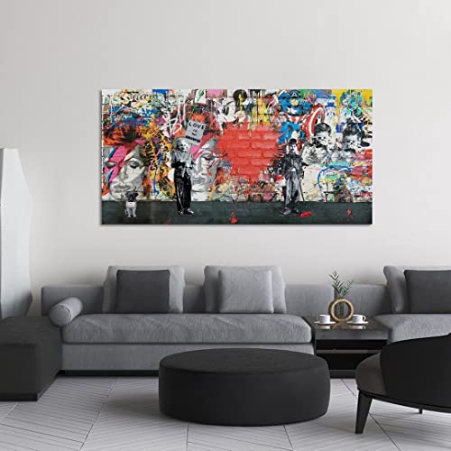 Banksy Canvas Wall Art Abstract Graffiti Street Art Canvas Wall Art Pictures Prints For Living Room Office Home Decoration 24"X48" #TOP4