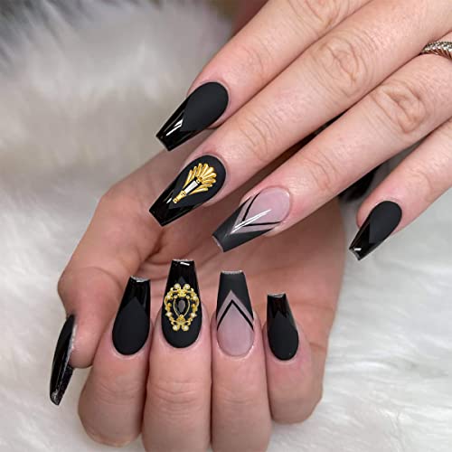 20Pcs 3D Nail Charms Gems - 24K Gold Metal Jewels Stones Luxury Black Zircon For 3D Nails Art Diy Decoration Accessories，Not Nail Ab Crystal Rhinestones Material #TOP6