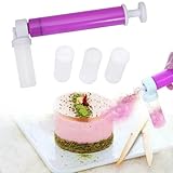 Manual Airbrush for Decorating Cakes,Airbrush Pump Coloring Spray Gun with 4pcs Cake Spray Tube,DIY Baking Cake Airbrush Pump Tools for Cakes Cookies and Desserts(Purple)