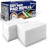 Iconikal Disposable Dry Floor Dust Mop Pad Refills, 11.5 x 8-Inch, 90-Count