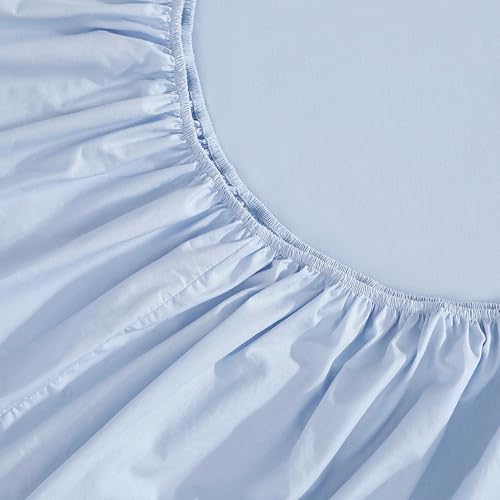 Image of Tommy Hilfiger - Sheet Set, Cotton Percale Bedding with Matching Pillowcases, Crisp & Cool, Solid Home Essentials (Blue, Full)
