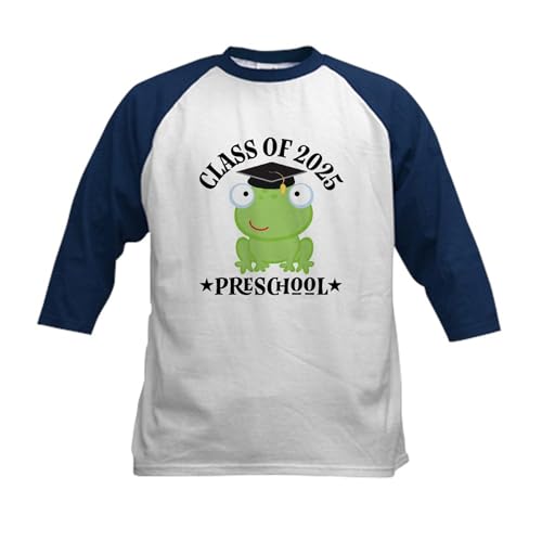 CafePress Class of 2025 Preschool Grad Kids Baseball T Shirt Kids Cotton Baseball Jersey, 3/4 Raglan Sleeve Shirt Navy/White