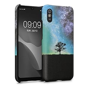 kwmobile Case Suitable with Xiaomi Redmi 9A / 9AT – PU Leather-based Protecting Again Cowl for Smartphone – Cosmic Nature Blue/Gray/Black
