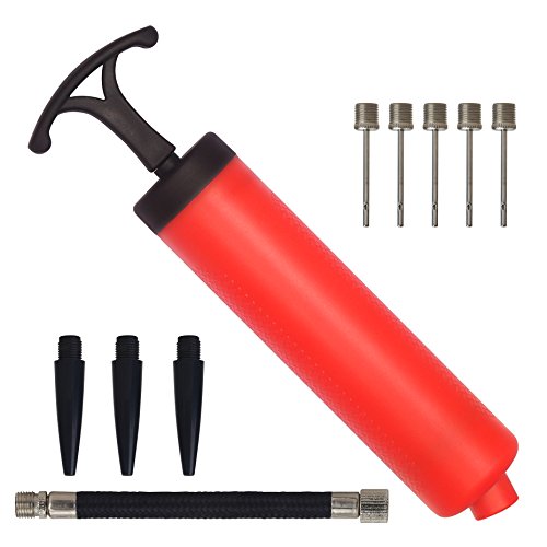 SKOLOO 8" Ball Pump Hand Air Inflator Kit for Soccer,Basketball,Volleyball,Water Polo Ball,Rugby,Exercise Sports Ball,Balloon,Needle,Nozzle,Extension Hose Included