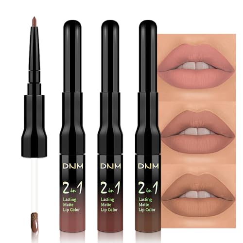Image of evpct 3Pcs Pale Neutral True Nude Matte Lip Liner & Liquid Lipstick Stain Makeup Set for Women, Lip Liner Stain Long Lasting Waterproof Smudge Proof, Cruelty Free Lip Makeup 24 hours originales labios