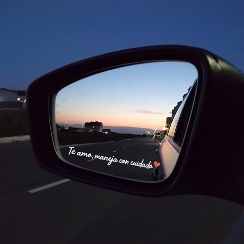 Image of Miarita 3X I Love You Drive Safe Mirror Sticker Spanish, Te Amo Maneja Con Cuidado, Cute Car Stickers for Womens, Car Decals for Women, Rear View Mirror Sticker, Lovely Gifts Her, Him (White)