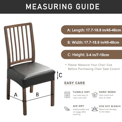 NILUOH Waterproof Seat Covers for Dining Room Chairs Set of 2, Pu Leather Chair Seat Slipcovers Dining Chair Cover Removable Washable Chair Protctor Cover, Rear Covers (PU-Dark Blue) by NILUOH - Image 6