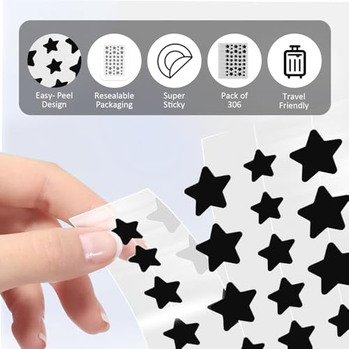 800 Stickers Black Star Pimple Patches Set, Hydrocolloid Acne Patches for Face, Self-Adhesive and Tear-Off Invisible Design, Absorbs Secretions, Contains Tea Tree and Centella Asiatica Oil - Thumbnail 6