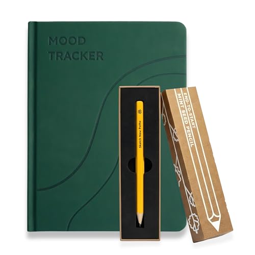 Goodly Mental Health Journal, Mood Tracker Planner with Productivity App and Pencil – Daily Wellness, Stress Relief or Self Reflection Bundle