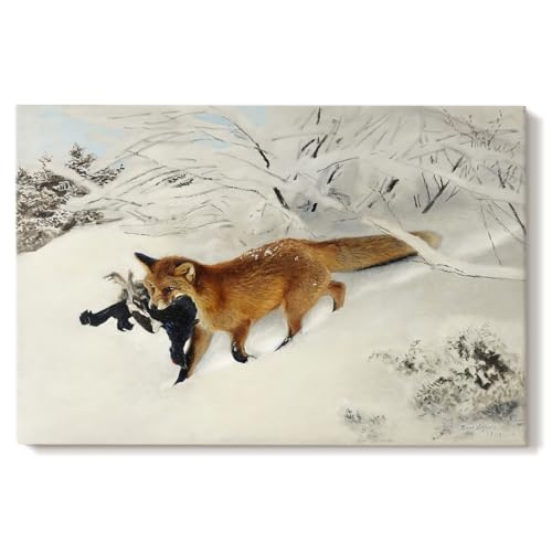 Bruno Liljefors | Fox with Hunted Black Grouse | Canvas Wall Art | LT626
