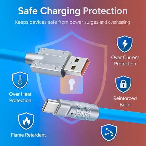 Image of Umake USB-A to Type-C Cable, 100W Fast Charging, 480Mbps Data Sync, Silicone Strong Build, Metal Connector, Compatible with Samsung Galaxy S24 /S23 & USB-C Devices (1 meter)