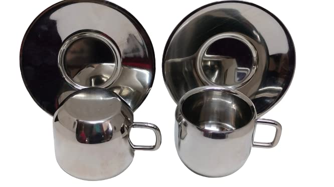 Dynore Stainless Steel Set of 6 Apple Tea Cup with 6 Saucer - Image 4 thumbnail