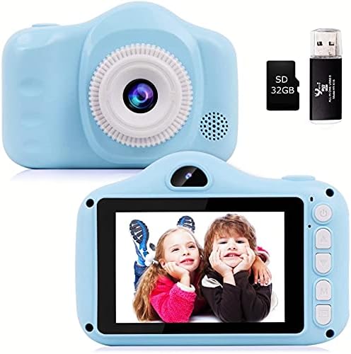 seanme Kids Digital Camera for Boys & Girls – 3.5″ Large Screen 1080P FHD Point-and-Shoot Camera for Kids Aged 3-12, 12 MP Dual-Lens Selfie Camera for Children, 32G SD Card Included (Blue)