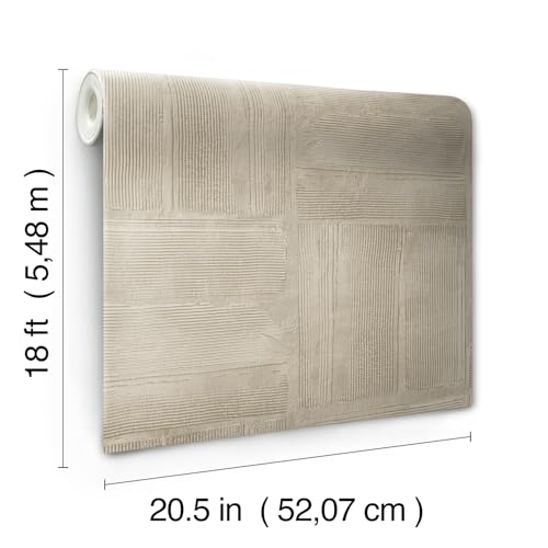 RoomMates Taupe Dimensional Square Plaster Peel and Stick Wallpaper, RMK12681PLW - Thumbnail 5