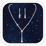 Aukmla Rhinestones Bridal Jewelry Set for Wedding Silver Crystal Bridal Necklaces and Earring Sets Jewelry Accessories for Women (Set of 3)