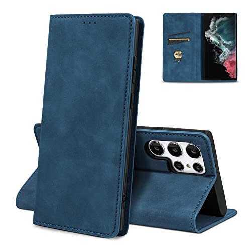 Étui Xiaomi Poco C40 AKABEILA en cuir bleu avec support