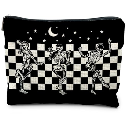 RYYCDOI Halloween Spooky Gothic Gifts for Women, Goth Dancing Skeleton Makeup Bag Cosmetic Pouch