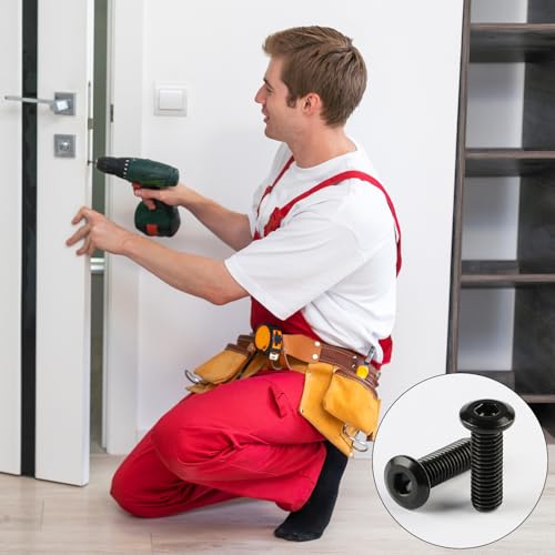 KACNON M3x 12 Schrauben, 30 Stück Schwarz Edelstahlschrauben mit Hex Key, 304 Innensechskant Flachkopfschrauben, Edelstahl A2 V2A Vollgewinde, Schwarz Verzinkt, für Haushaltsgeräte Industriemaschinen