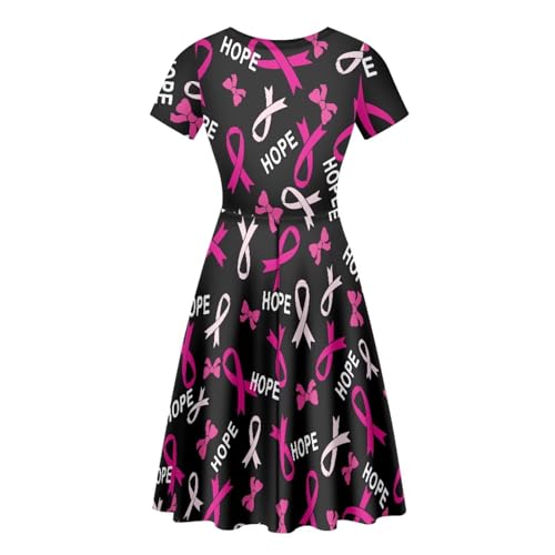 Image of HUGS IDEA Womens Puffy Swing Midi Dress Round Neck Short Sleeve Party A-Line Dresses