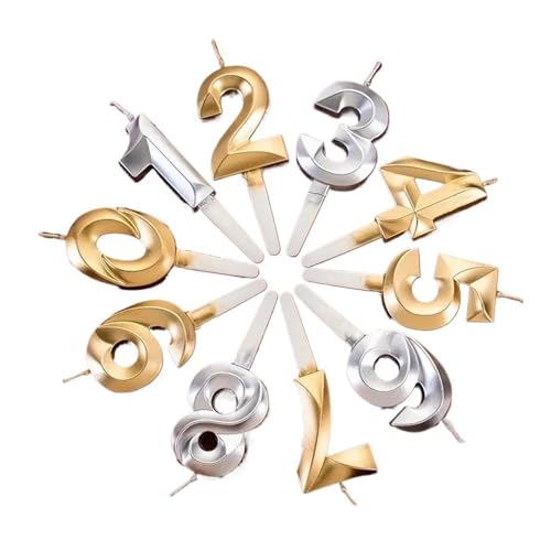 1 candela digitale numero 0 – 9 per torta di compleanno, festa di compleanno, torta nuziale, candela, bomboniera, decorazione per torte (8, oro)