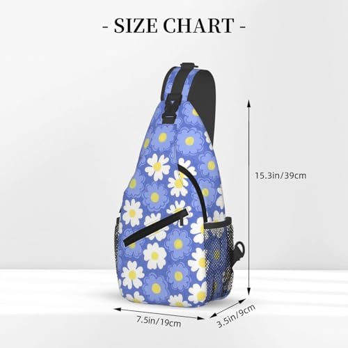 Black colorful Daisy Sunflower White Sling Backpack Unisex Crossbody Chest Bag Shoulder Chest Bag For Women Men Hiking Travel3