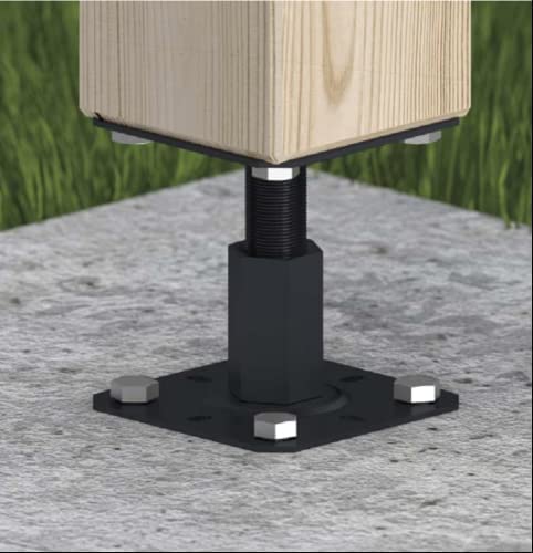 Heavy Duty Black Cataphoresis Adjustable 100-150mm Elevated Post Base Support for Pergola Terrace Gazebo (100mm x 100mm) - Image 2
