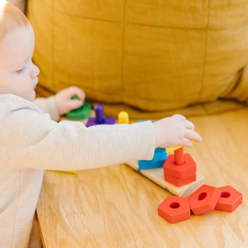 Image of Melissa & Doug Stack and Sort Board - Wooden Educational Toy with 15 Solid Wood Pieces (Pack of 12)