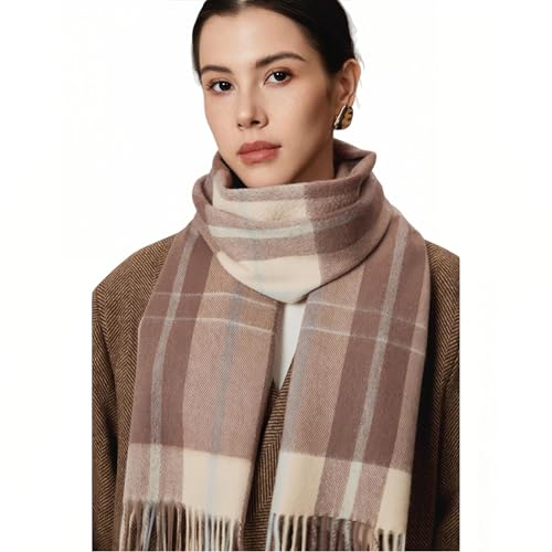 BSHITWO Plaid Blanket Scarf for Women, Mocha Coffee