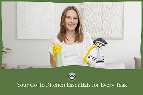 Image of Black Dish Towels - Super Absorbent, Lint-Free, 6 Pack, 100% Cotton, 30 inchx20 inch Black Cotton Striped Kitchen Towels - Washable, Durable, Lint-Free All-Season Tea Towels - Extra Large & Reusable (6 Pack)
